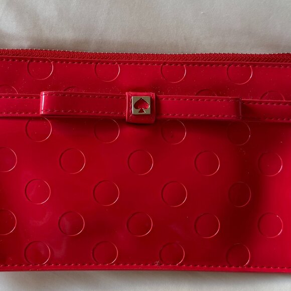 Red Kate Spade Patent Leather Dot Pattern Wristlet - Picture 2 of 4